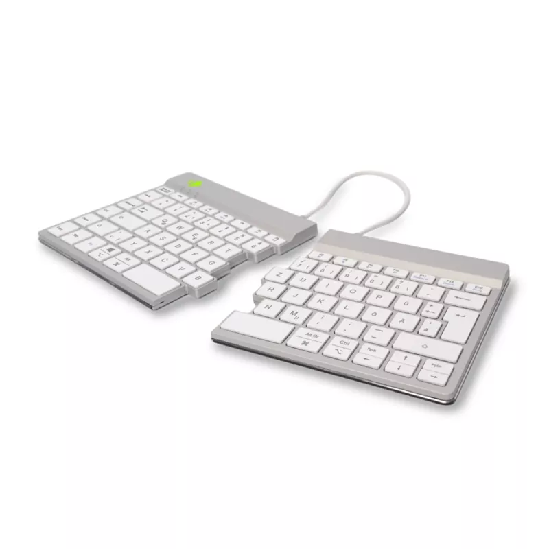 Teclado ergonómico R-Go Tools R-Go Split Break com software de pausas, teclado dividido ergonómico, QWERTZ (DE), Bluetooth, branco