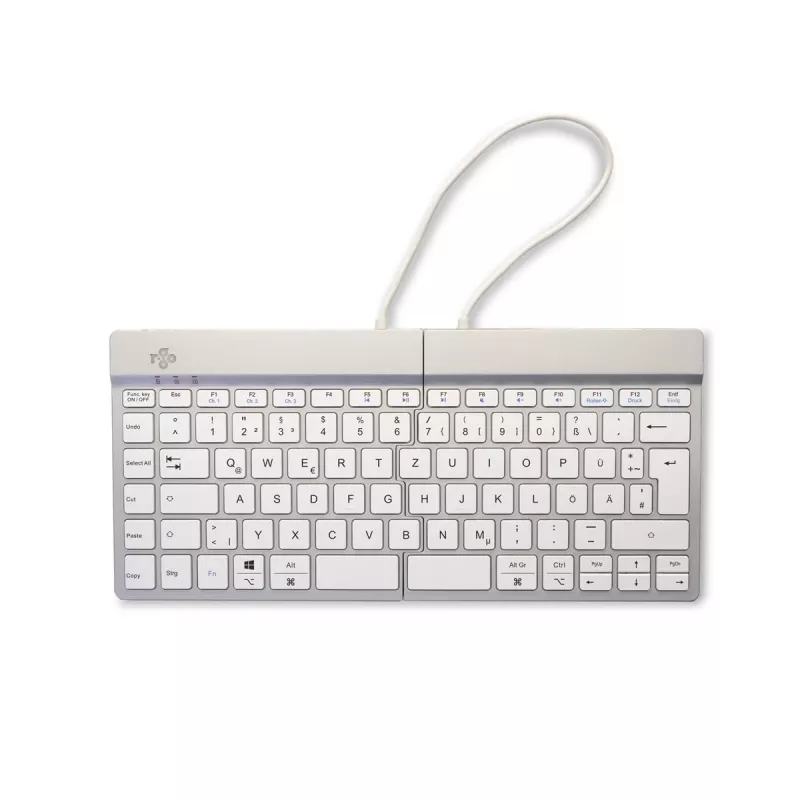 Teclado ergonómico R-Go Tools R-Go Split Break com software de pausas, teclado dividido ergonómico, QWERTZ (DE), Bluetooth, branco