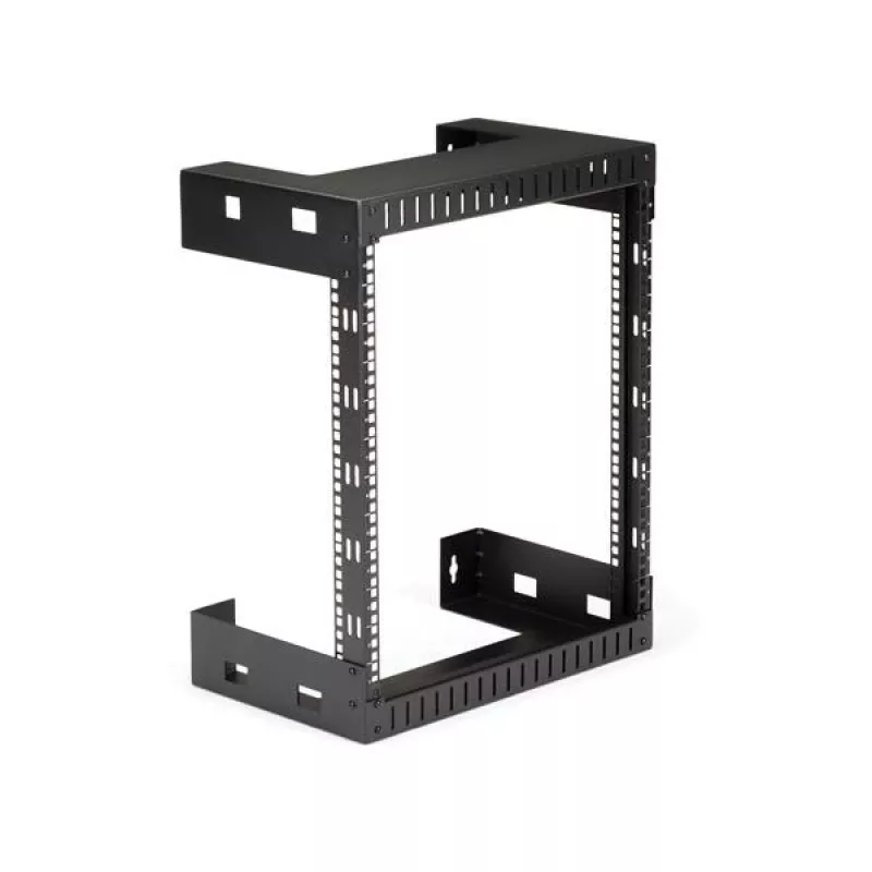 StarTech.com Armário de rede de montagem na parede 12HE 19 polegadas – 12 polegadas de profundidade, armário de servidor open-frame de 2 postes para equipamento de dados/AV/IT/informática/patch panel com porcas gaiola e parafusos, capacidade de carga 90 kg, preto (RK12WALLO)