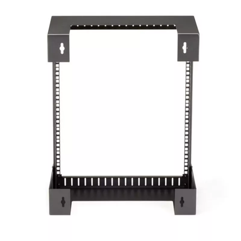 StarTech.com Armário de rede de montagem na parede 12HE 19 polegadas – 12 polegadas de profundidade, armário de servidor open-frame de 2 postes para equipamento de dados/AV/IT/informática/patch panel com porcas gaiola e parafusos, capacidade de carga 90 kg, preto (RK12WALLO)