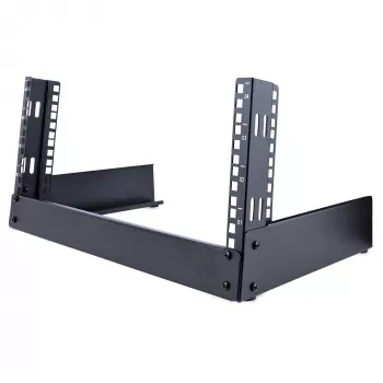 StarTech.com Rack de servidor de secretária de 2 postes 4HE, pequeno rack de computador aberto de 19 polegadas, rack de rede compacto para equipamento AV/estúdio/dados/IT – rack de dois postes autónomo para casa/escritório