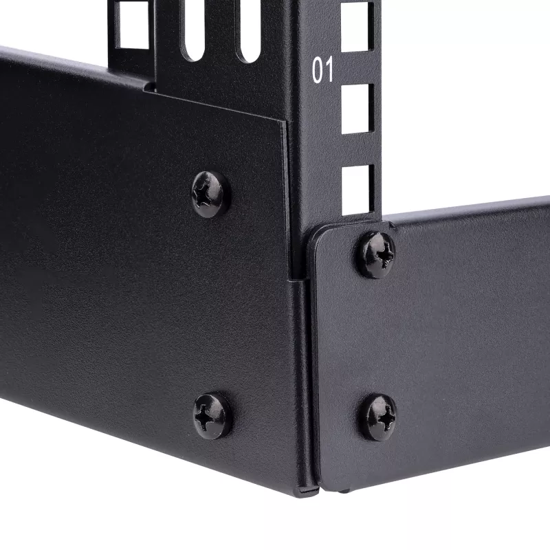 StarTech.com Rack de servidor de secretária de 2 postes 4HE, pequeno rack de computador aberto de 19 polegadas, rack de rede compacto para equipamento AV/estúdio/dados/IT – rack de dois postes autónomo para casa/escritório