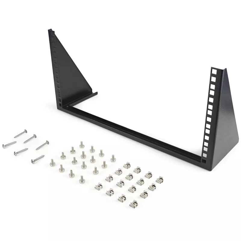 Suporte de parede vertical StarTech.com 5U - suporte de montagem na parede aberto de baixo perfil 19 polegadas - equipamento de rede/sala de servidores/dados/AV/IT/painel de ligação/comunicações/informática - com porcas gaiola/parafusos