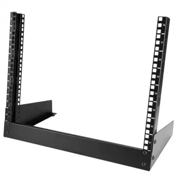 Rack de servidor de secretária StarTech.com 2 postes 8U, rack de computador 19 polegadas open-frame pequeno, rack de rede compacto para equipamento AV/estúdio/dados/IT – rack de dois postes autónomo para casa/escritório