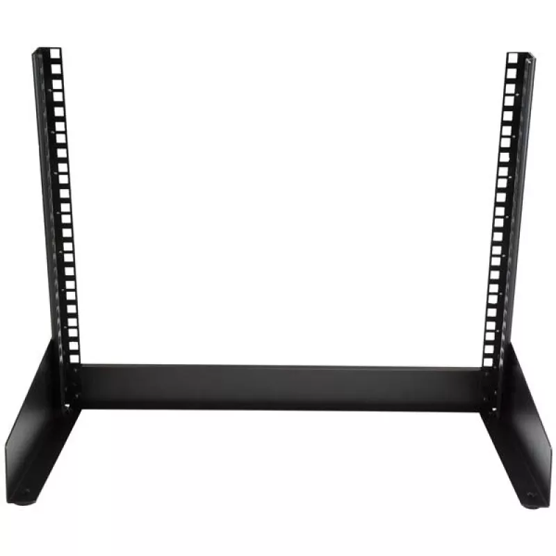 Rack de servidor de secretária StarTech.com 2 postes 8U, rack de computador 19 polegadas open-frame pequeno, rack de rede compacto para equipamento AV/estúdio/dados/IT – rack de dois postes autónomo para casa/escritório