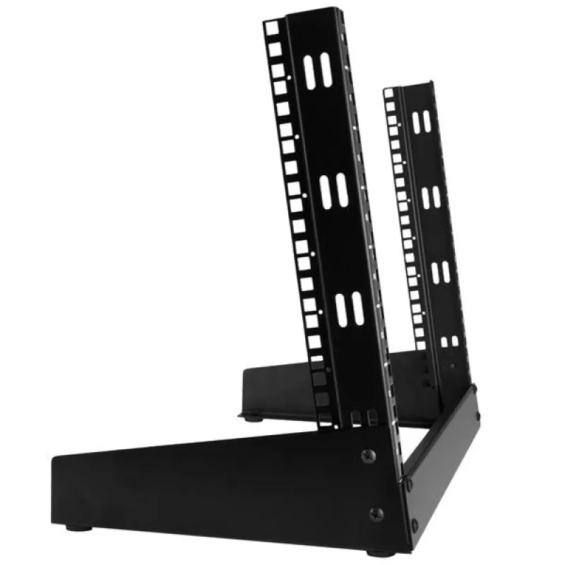 Rack de servidor de secretária StarTech.com 2 postes 8U, rack de computador 19 polegadas open-frame pequeno, rack de rede compacto para equipamento AV/estúdio/dados/IT – rack de dois postes autónomo para casa/escritório