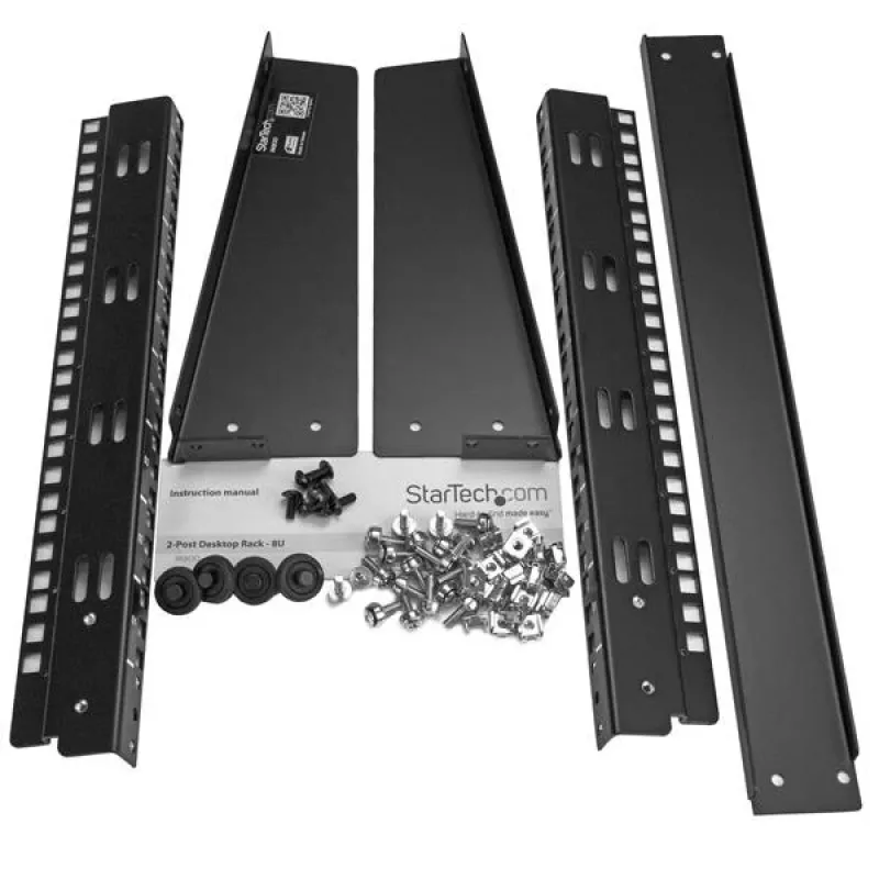 Rack de servidor de secretária StarTech.com 2 postes 8U, rack de computador 19 polegadas open-frame pequeno, rack de rede compacto para equipamento AV/estúdio/dados/IT – rack de dois postes autónomo para casa/escritório