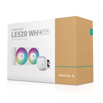 Cooler líquido all-in-one DeepCool LE520 WH – ventoinha de 120 mm, 220 W TDP, branco, compatível com LGA 1150/1151/1155/1200/1700 e AM4/AM5