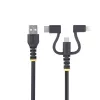 Cabo de carregamento múltiplo USB robusto StarTech.com de 1m, USB para Lightning/Micro-USB/Type-C, certificado Apple MFi, revestimento em aramida, cabo de carregamento USB universal 3 em 1 para iPhone/iPad/Android