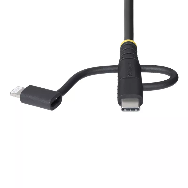 Cabo de carregamento múltiplo USB robusto StarTech.com de 1m, USB para Lightning/Micro-USB/Type-C, certificado Apple MFi, revestimento em aramida, cabo de carregamento USB universal 3 em 1 para iPhone/iPad/Android