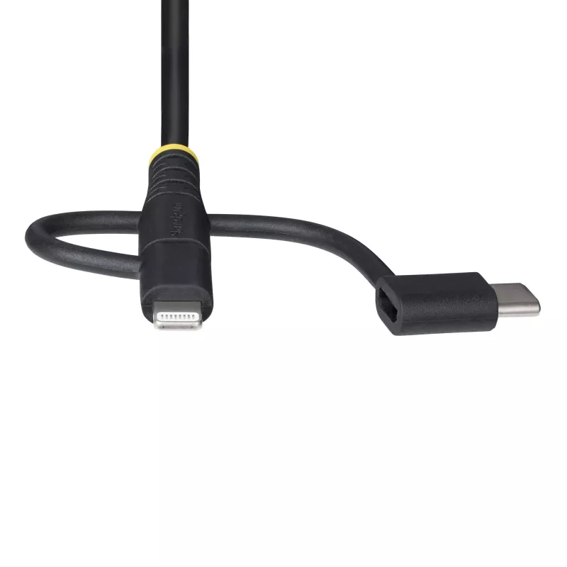 Cabo de carregamento múltiplo USB robusto StarTech.com de 1m, USB para Lightning/Micro-USB/Type-C, certificado Apple MFi, revestimento em aramida, cabo de carregamento USB universal 3 em 1 para iPhone/iPad/Android