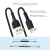 Cabo USB para Lightning StarTech.com de 1 m (3ft), certificado MFi, cabo de carregamento em espiral para iPhone, preto, revestimento TPE resistente com fibra de aramida, cabo Lightning em espiral robusto
