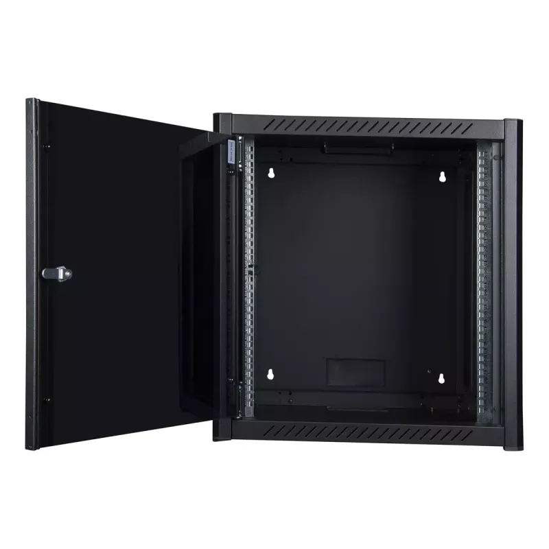Rack de montagem em parede LOGON RWM12U45BL 12U preto fechadura com chave gestão de cabos