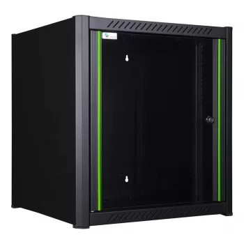 Rack de montagem em parede LOGON RWM12U45BL 12U preto fechadura com chave gestão de cabos