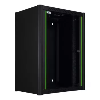 Rack de montagem na parede LOGON RWM16U45BL 16U preto fechadura de chave gestão de cabos