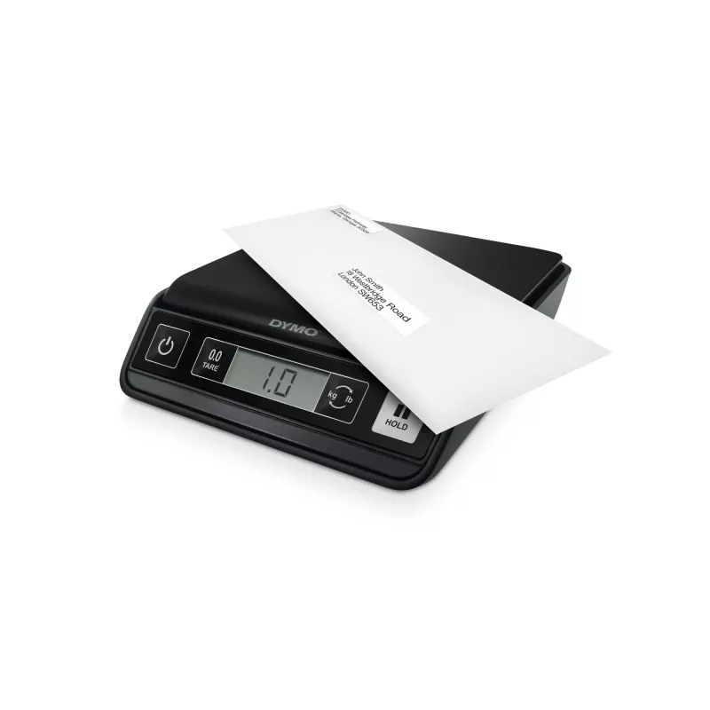 DYMO M2 balança postal digital, 2 kg, LCD, 3x AAA, 18,5 x 16,1 x 4,4 cm, preta