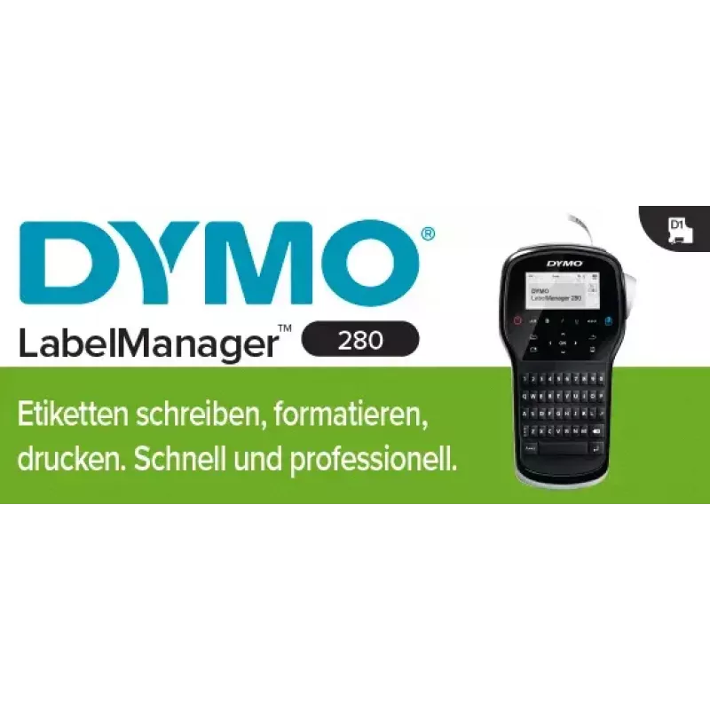 Impressora de etiquetas Dymo LabelManager 280 — transferência térmica, fita D1 6/9/12 mm, recarregável, LCD, QWERTY