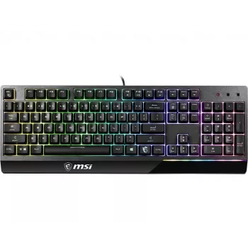 Teclado MSI VIGOR GK30 RGB MEMchanical Gaming ' layout DE, interruptores de membrana MECH., iluminação RGB de 6 zonas, RGB Mystic Light, design de teclado repelente à água'