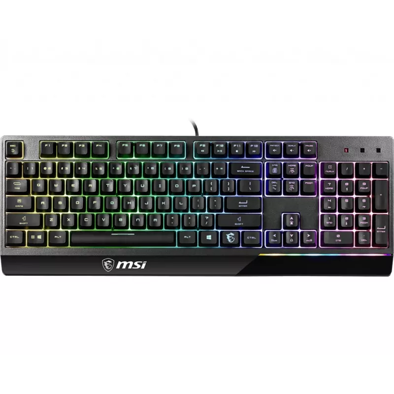 Teclado MSI VIGOR GK30 RGB MEMchanical Gaming ' layout DE, interruptores de membrana MECH., iluminação RGB de 6 zonas, RGB Mystic Light, design de teclado repelente à água'