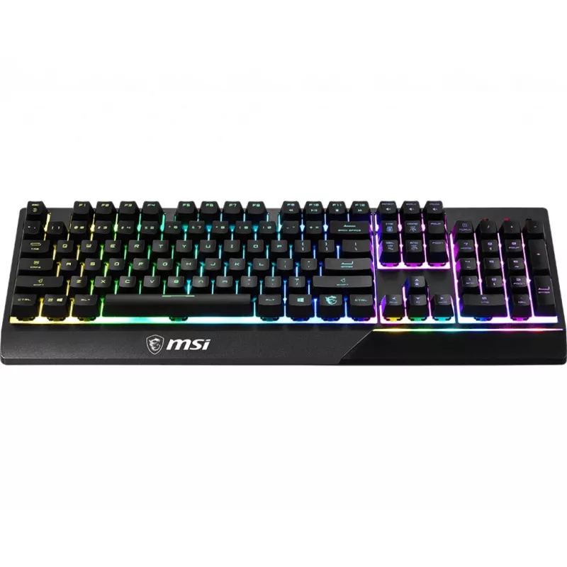 Teclado MSI VIGOR GK30 RGB MEMchanical Gaming ' layout DE, interruptores de membrana MECH., iluminação RGB de 6 zonas, RGB Mystic Light, design de teclado repelente à água'