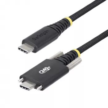 StarTech.com cabo de carregamento USB-C de 2 m, bloqueio lateral com parafuso, 240 W (5 A) PD EPR, revestimento duplo de silicone/trançado, cabo de carregamento para portátil USB 2.0, certificado USB-IF, cabo de carregamento USB-C resistente