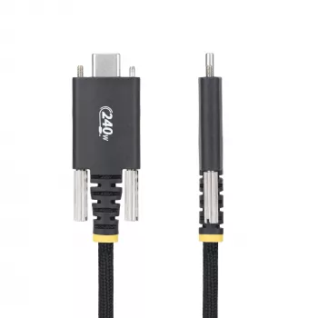 StarTech.com cabo de carregamento USB-C de 2 m, bloqueio lateral com parafuso, 240 W (5 A) PD EPR, revestimento duplo de silicone/trançado, cabo de carregamento para portátil USB 2.0, certificado USB-IF, cabo de carregamento USB-C resistente