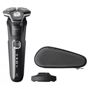 Máquina de barbear rotativa elétrica Philips Series 5000 S5898/35 — 3 cabeças de corte, molhado e seco, lâminas SteelPrecision, 60 min sem fios
