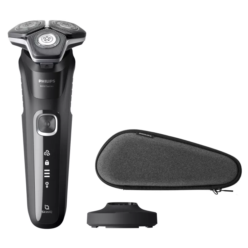 Máquina de barbear rotativa elétrica Philips Series 5000 S5898/35 — 3 cabeças de corte, molhado e seco, lâminas SteelPrecision, 60 min sem fios