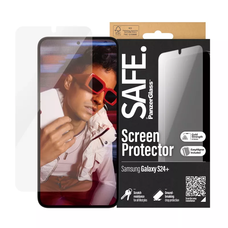 Película de proteção de ecrã PanzerGlass SAFE. by ® Samsung Galaxy S24+ | Ajuste ultra-amplo com EasyAligner