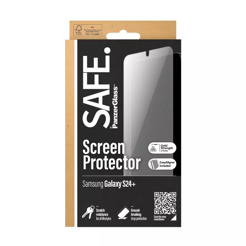 Película de proteção de ecrã PanzerGlass SAFE. by ® Samsung Galaxy S24+ | Ajuste ultra-amplo com EasyAligner