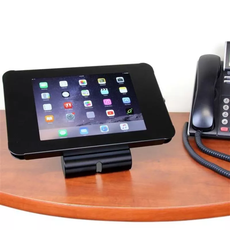 Suporte seguro para tablet StarTech.com - montagem em secretária ou parede, preto, 24,6 cm (9,7 polegadas), iPad 9,7 polegadas, aço, 1,3 cm, chave