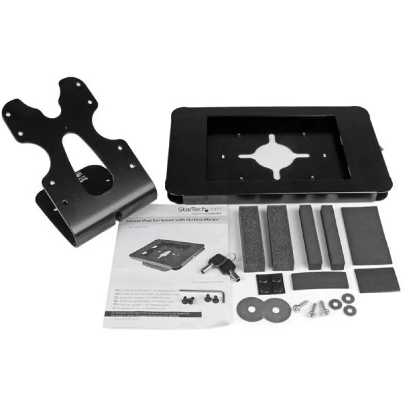 Suporte seguro para tablet StarTech.com - montagem em secretária ou parede, preto, 24,6 cm (9,7 polegadas), iPad 9,7 polegadas, aço, 1,3 cm, chave