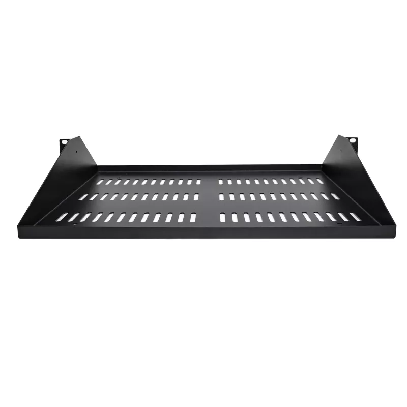 StarTech.com Prateleira para rack de servidor 2U, chapa de suporte ventilada universal de montagem central para armário de rede de 19 polegadas, construção robusta em aço, capacidade de carga 91 kg, profundidade 356 mm, Preto