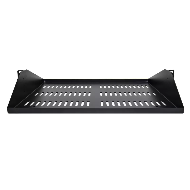 StarTech.com Prateleira para rack de servidor 2U, chapa de suporte ventilada universal de montagem central para armário de rede de 19 polegadas, construção robusta em aço, capacidade de carga 91 kg, profundidade 356 mm, Preto