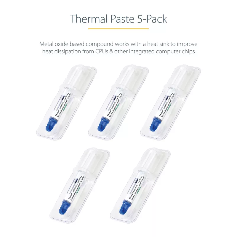 StarTech.com Pasta térmica, pack de 5 seringas reutilizáveis (1,5 g cada), composto de óxido metálico, pasta térmica para dissipador de CPU