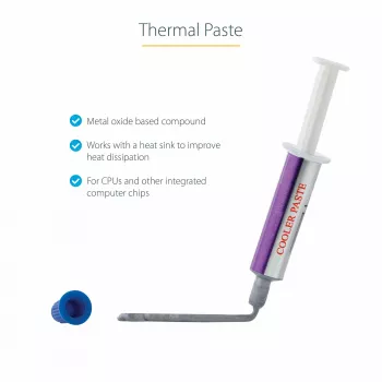 StarTech.com Pasta térmica, composto de óxido metálico, seringa reutilizável (1,5 g), pasta térmica para dissipador de CPU