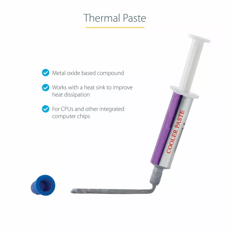 StarTech.com Pasta térmica, composto de óxido metálico, seringa reutilizável (1,5 g), pasta térmica para dissipador de CPU