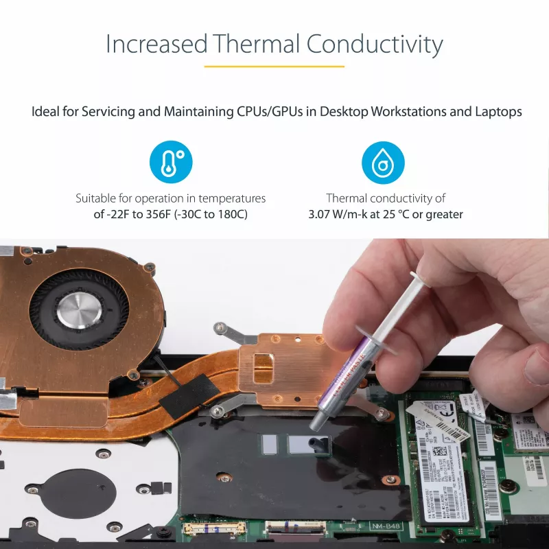 StarTech.com Pasta térmica, composto de óxido metálico, seringa reutilizável (1,5 g), pasta térmica para dissipador de CPU