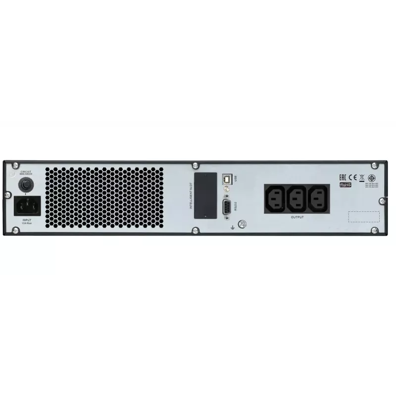 APC Easy UPS On-Line, 1000VA/800W, Rackmount 2U, 230V, 3 saídas IEC C13, slot para cartão inteligente, LCD, sem kit de calhas
