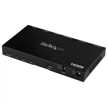 Splitter HDMI StarTech.com 2 portas (1x2) – splitter áudio-vídeo HDMI 2.0 4K 60Hz UHD com scaler e extrator de áudio (3,5 mm/SPDIF) – splitter HDMI duplo (1 entrada 2 saídas) – cópia EDID – TV/projetor