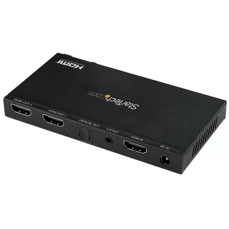 StarTech.com ST122HD20S splitter HDMI de 2 portas (1x2), 4K 60Hz, HDMI 2.0, com escalador, HDCP 2.2, emulação EDID, som surround 7.1