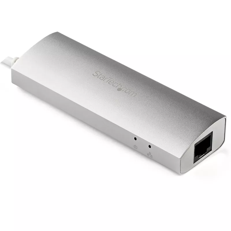 Hub USB 3.0 StarTech.com 3 portas portátil com Gigabit Ethernet - cabo integrado~Hub USB 3.0 3 portas portátil com Gigabit Ethernet - 5 Gbit/s - cabo integrado
