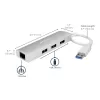 Hub USB 3.0 StarTech.com 3 portas portátil com Gigabit Ethernet - cabo integrado~Hub USB 3.0 3 portas portátil com Gigabit Ethernet - 5 Gbit/s - cabo integrado