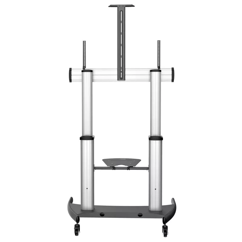 Suporte de TV móvel StarTech.com – carrinho de TV para cargas pesadas para ecrãs de 60–100 polegadas (100 kg) – suporte de chão rolante para ecrã plano com altura ajustável – suporte de TV universal com prateleiras