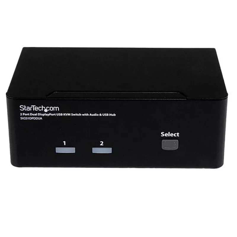 Comutador KVM USB StarTech.com 2 portas Dual DisplayPort com áudio e hub USB 2.0