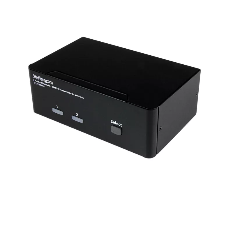 Comutador KVM USB StarTech.com 2 portas Dual DisplayPort com áudio e hub USB 2.0