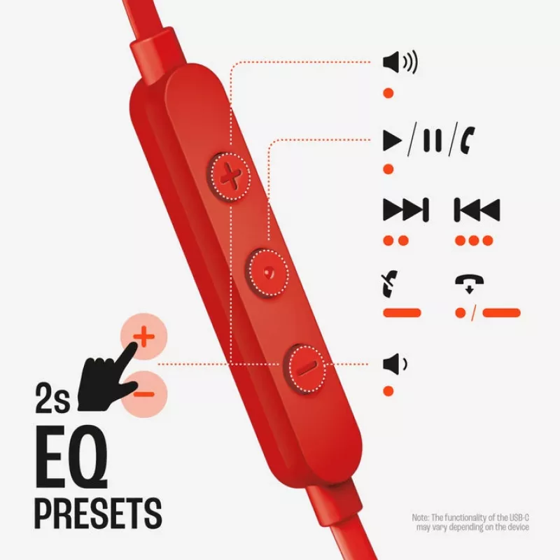 Auscultadores JBL Tune 310C com fios in-ear chamadas/música USB Type-C vermelho