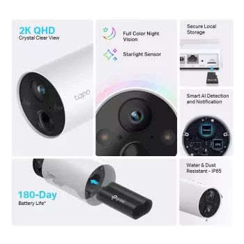Sistema de câmara de vigilância sem fios inteligente TP-Link Tapo, sistema de 1 câmara