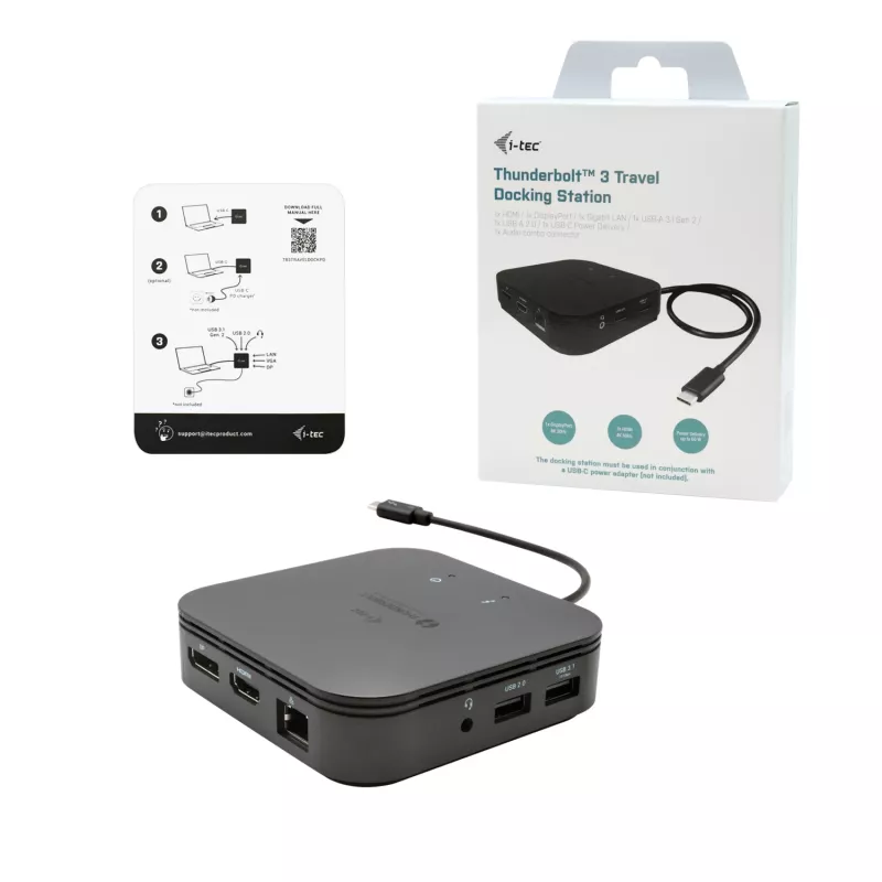 Dock de viagem i-tec Thunderbolt 3 dual ecrã 4K + Power Delivery 60W