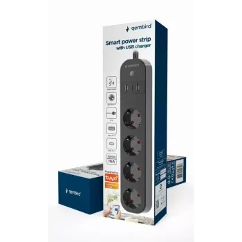 Régua de tomadas Gembird TSL-PS-S4U-01 Smart 4 tomadas AC